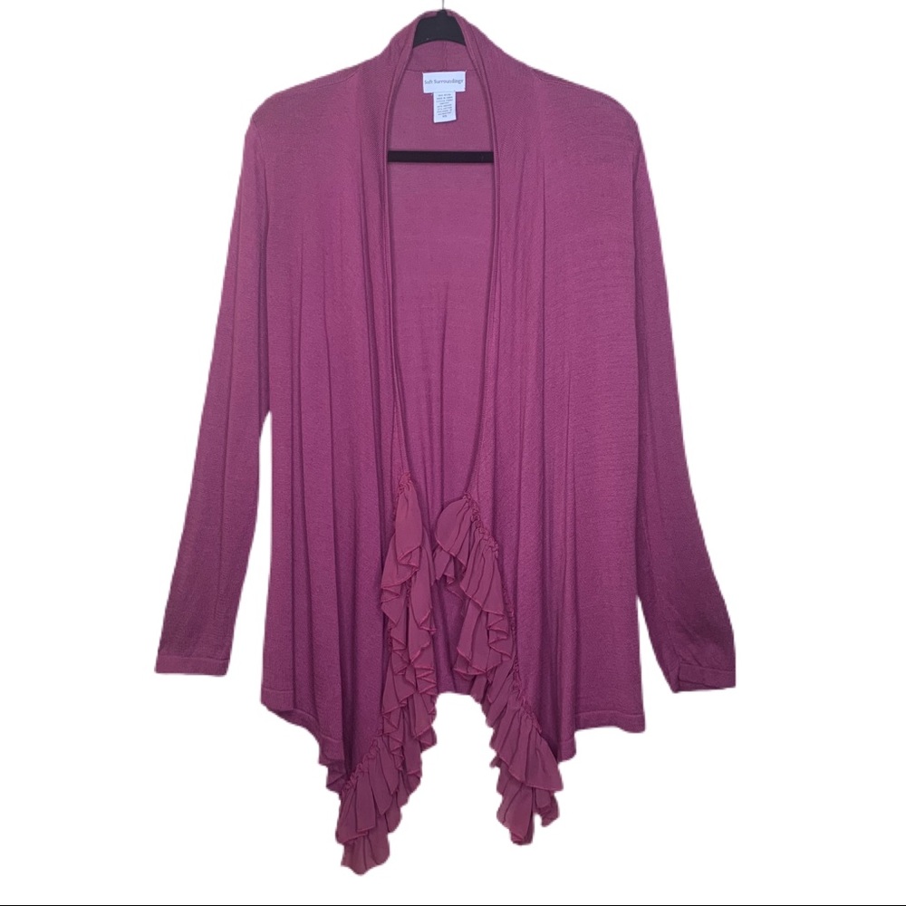 Soft Surroundings ruffled open cardigan